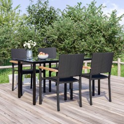 Ensemble à manger de jardin 5 pcs Noir Résine tressée 569935569935