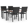 Ensemble à manger de jardin 5 pcs Noir Résine tressée 569935569935