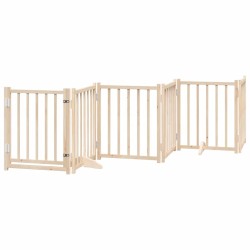 Barrière pour chiens avec porte pliable 9panneaux bois peuplier 569944569944