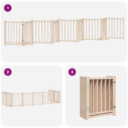 Barrière pour chiens avec porte pliable 9panneaux bois peuplier 569944569944
