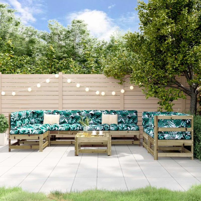 Salon de jardin 8 pcs bois de pin imprégné  569949569949
