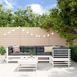 Salon de jardin 6 pcs Blanc Bois de pin massif 569958569958