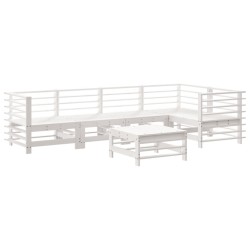 Salon de jardin 6 pcs Blanc Bois de pin massif 569958569958