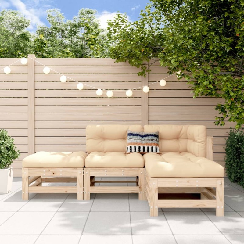 Salon de jardin 4 pcs bois massif de pin 569966569966