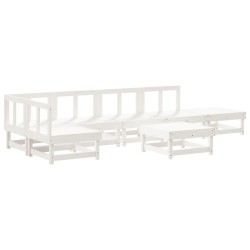 Salon de jardin 7 pcs Blanc Bois de pin massif 569967569967