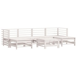 Salon de jardin 7 pcs Blanc Bois de pin massif 569970569970