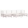 Salon de jardin 7 pcs Blanc Bois de pin massif 569970569970