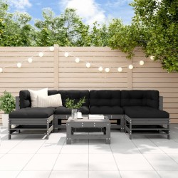 Salon de jardin 7 pcs Gris Bois de pin massif 569971569971
