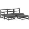 Salon de jardin 5 pcs avec coussins gris bois massif 569974569974
