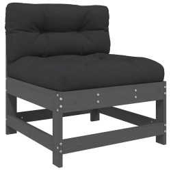 Salon de jardin 5 pcs avec coussins gris bois massif 569974569974
