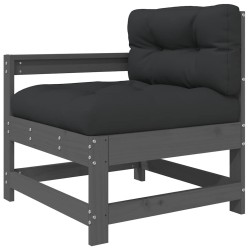Salon de jardin 5 pcs avec coussins gris bois massif 569974569974