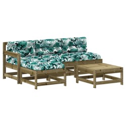 Salon de jardin 5 pcs avec coussins bois de pin imprégné 569975569975