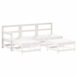 Salon de jardin 5 pcs avec coussins blanc bois massif 569977569977