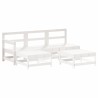 Salon de jardin 5 pcs avec coussins blanc bois massif 569977569977