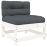 Salon de jardin 5 pcs avec coussins blanc bois massif 569977569977