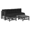Salon de jardin 5 pcs avec coussins gris bois massif 569984569984