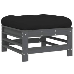 Salon de jardin 5 pcs avec coussins gris bois massif 569984569984