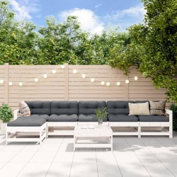 Salon de jardin 7 pcs Blanc Bois de pin massif 569986569986
