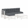 Salon de jardin 5 pcs avec coussins blanc bois massif 569993569993