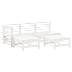 Salon de jardin 5 pcs avec coussins blanc bois massif 569993569993