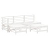 Salon de jardin 5 pcs avec coussins blanc bois massif 569993569993