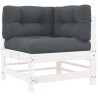 Salon de jardin 5 pcs avec coussins blanc bois massif 569993569993