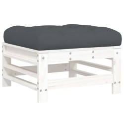 Salon de jardin 5 pcs avec coussins blanc bois massif 569993569993
