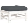 Salon de jardin 5 pcs avec coussins blanc bois massif 569993569993
