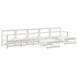 Salon de jardin 7 pcs Blanc Bois de pin massif  569994569994