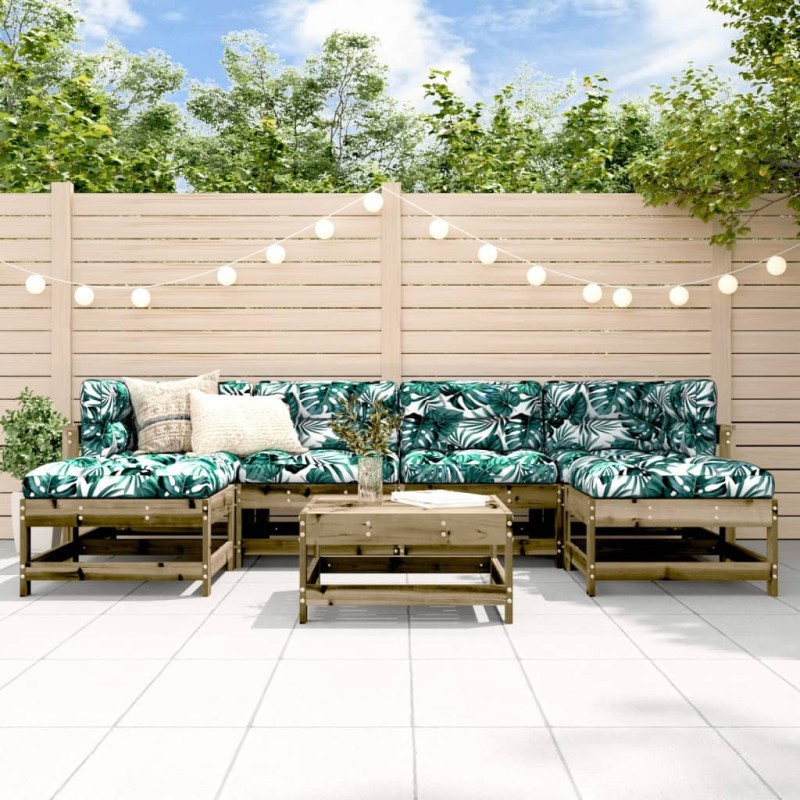 Salon de jardin 7 pcs bois de pin imprégné 570000570000
