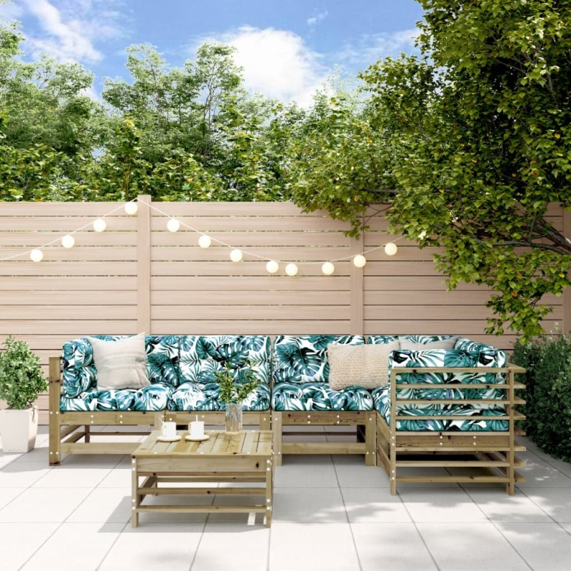 Salon de jardin 6 pcs avec coussins bois de pin imprégné 570014570014