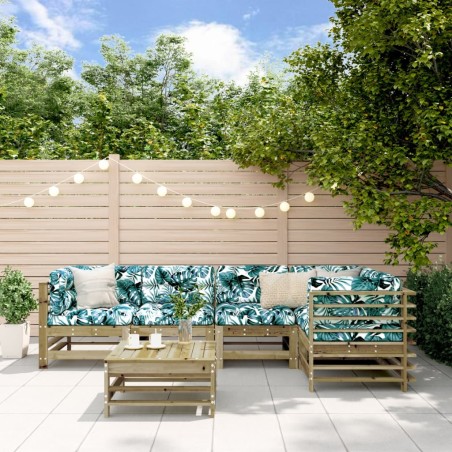 Salon de jardin 6 pcs avec coussins bois de pin imprégné 570014570014
