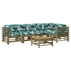 Salon de jardin 6 pcs avec coussins bois de pin imprégné 570014570014