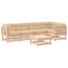 Salon de jardin 6 pcs avec coussins bois massif 570016570016