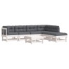 Salon de jardin 7 pcs avec coussins blanc bois massif 570017570017
