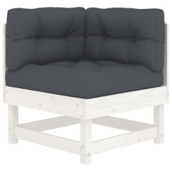 Salon de jardin 7 pcs avec coussins blanc bois massif 570017570017