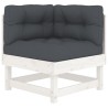 Salon de jardin 7 pcs avec coussins blanc bois massif 570017570017