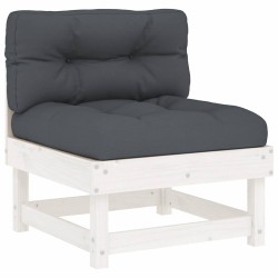 Salon de jardin 7 pcs avec coussins blanc bois massif 570017570017