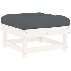 Salon de jardin 7 pcs avec coussins blanc bois massif 570017570017