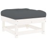 Salon de jardin 7 pcs avec coussins blanc bois massif 570017570017