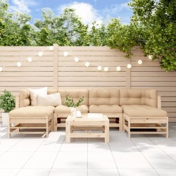 Salon de jardin 7 pcs avec coussins bois massif 570019570019