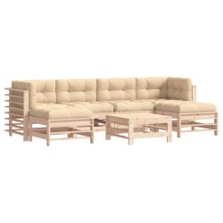 Salon de jardin 7 pcs avec coussins bois massif 570019570019