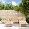Salon de jardin 7 pcs avec coussins bois massif 570020570020