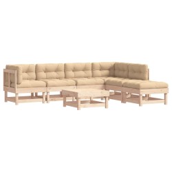Salon de jardin 7 pcs avec coussins bois massif 570020570020