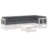 Salon de jardin 6 pcs avec coussins blanc bois massif 570021570021