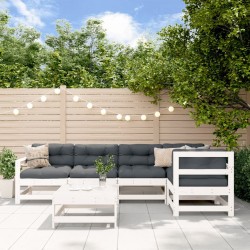 Salon de jardin 6 pcs avec coussins blanc bois massif 570025570025