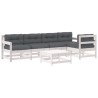 Salon de jardin 6 pcs avec coussins blanc bois massif 570025570025