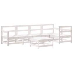 Salon de jardin 6 pcs avec coussins blanc bois massif 570025570025
