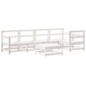 Salon de jardin 6 pcs avec coussins blanc bois massif 570025570025