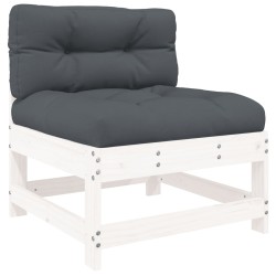 Salon de jardin 6 pcs avec coussins blanc bois massif 570025570025